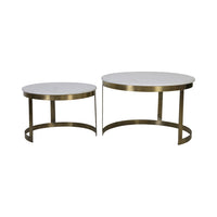 Light & Living Set of 2 Perlato Marble & Antique Bronze Coffee Tables