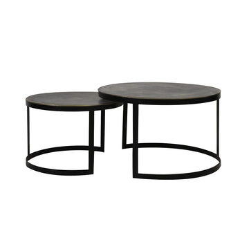 Trelo Set of 2 Round Coffee Tables - Antique Bronze & Black Light & Living 1