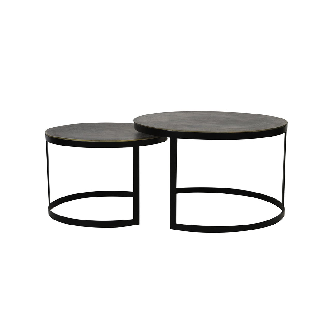 Trelo Set of 2 Round Coffee Tables - Antique Bronze & Black Light & Living 2