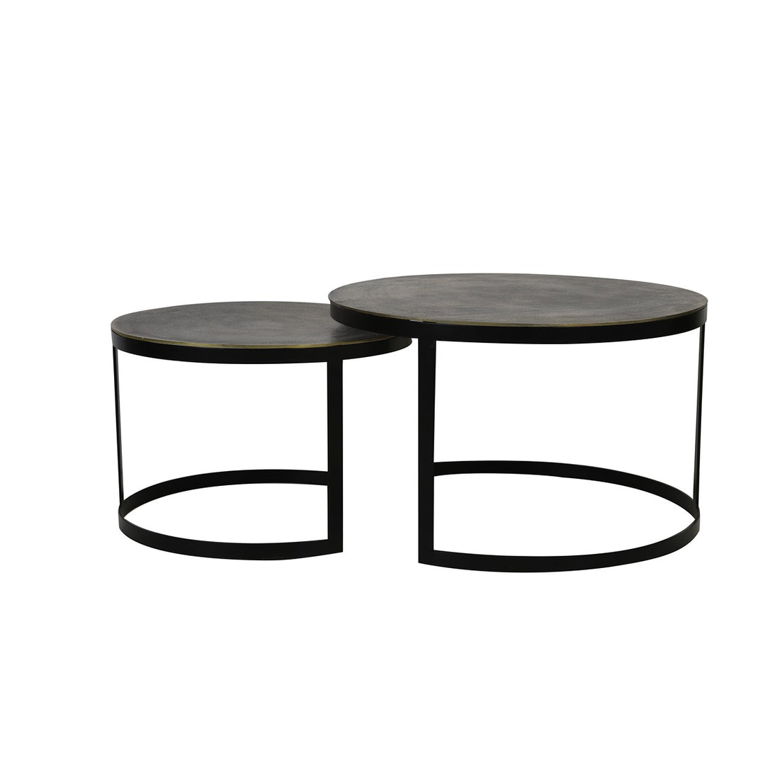 Trelo Set of 2 Round Coffee Tables - Antique Bronze & Black Light & Living 2