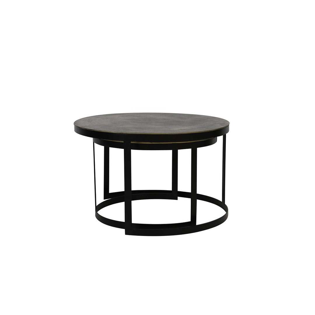 Trelo Set of 2 Round Coffee Tables - Antique Bronze & Black Light & Living 3