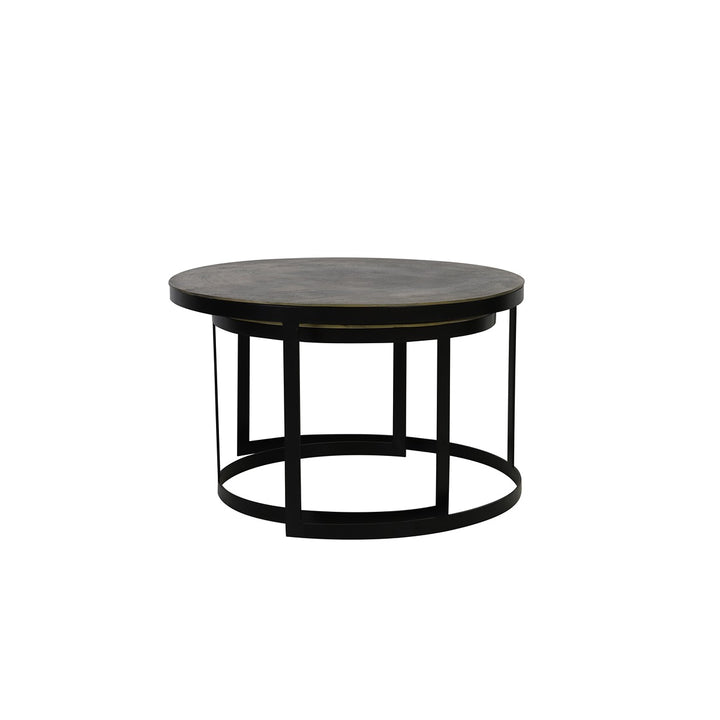 Trelo Set of 2 Round Coffee Tables - Antique Bronze & Black Light & Living 3