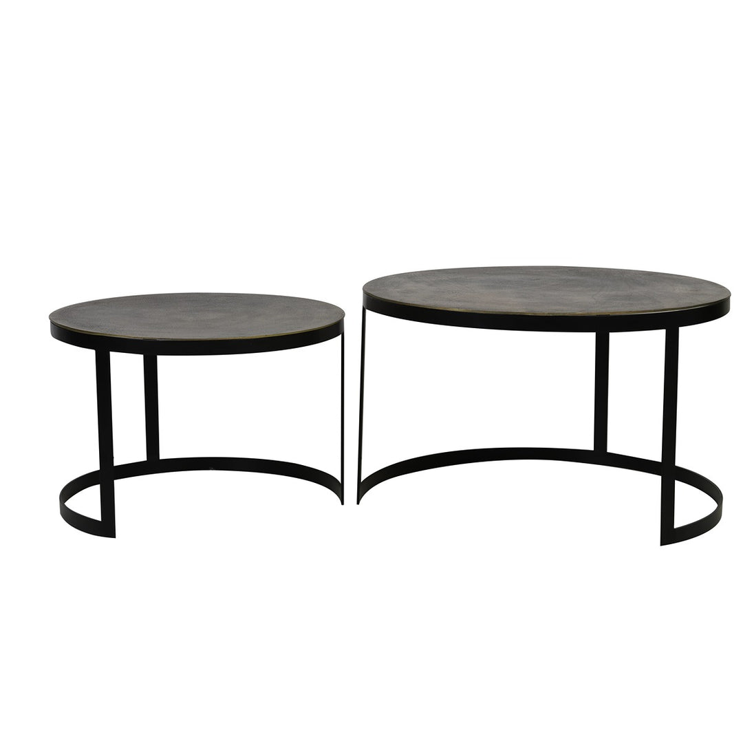 Trelo Set of 2 Round Coffee Tables - Antique Bronze & Black Light & Living 4