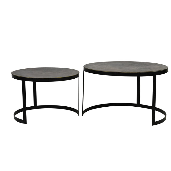 Trelo Set of 2 Round Coffee Tables - Antique Bronze & Black Light & Living 4