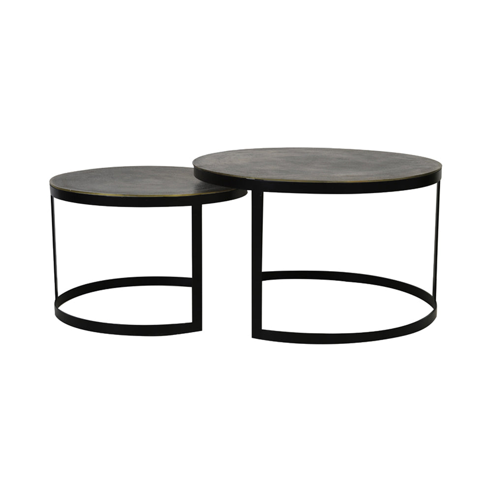 Light & Living Set of 2 Trelo Antique Bronze & Black Coffee Tables