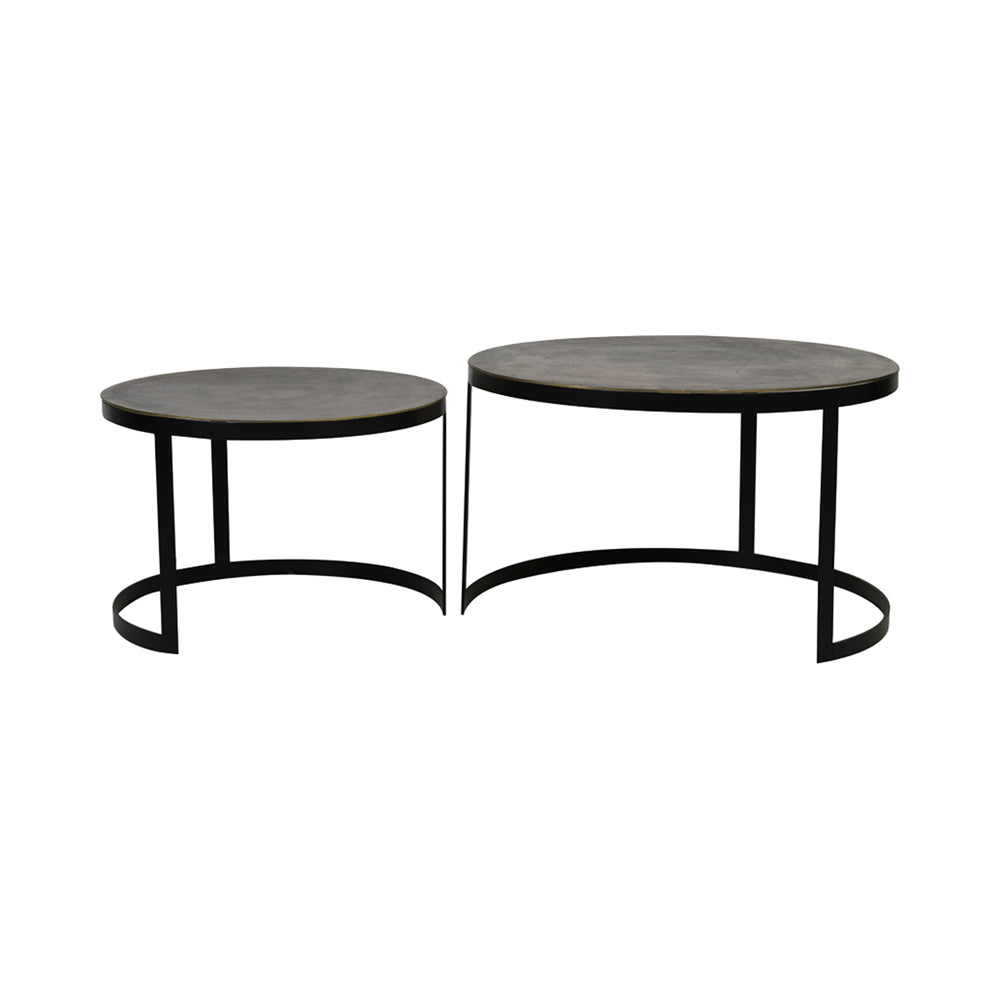 Light & Living Set of 2 Trelo Antique Bronze & Black Coffee Tables