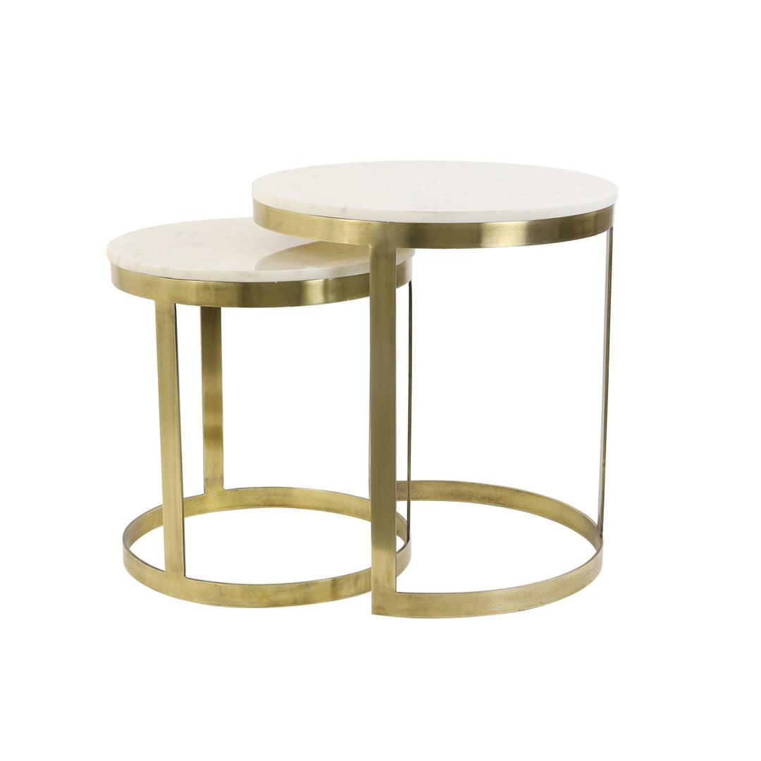 Perlato Set of 2 Marble Side Tables - Antique Bronze Light & Living 1