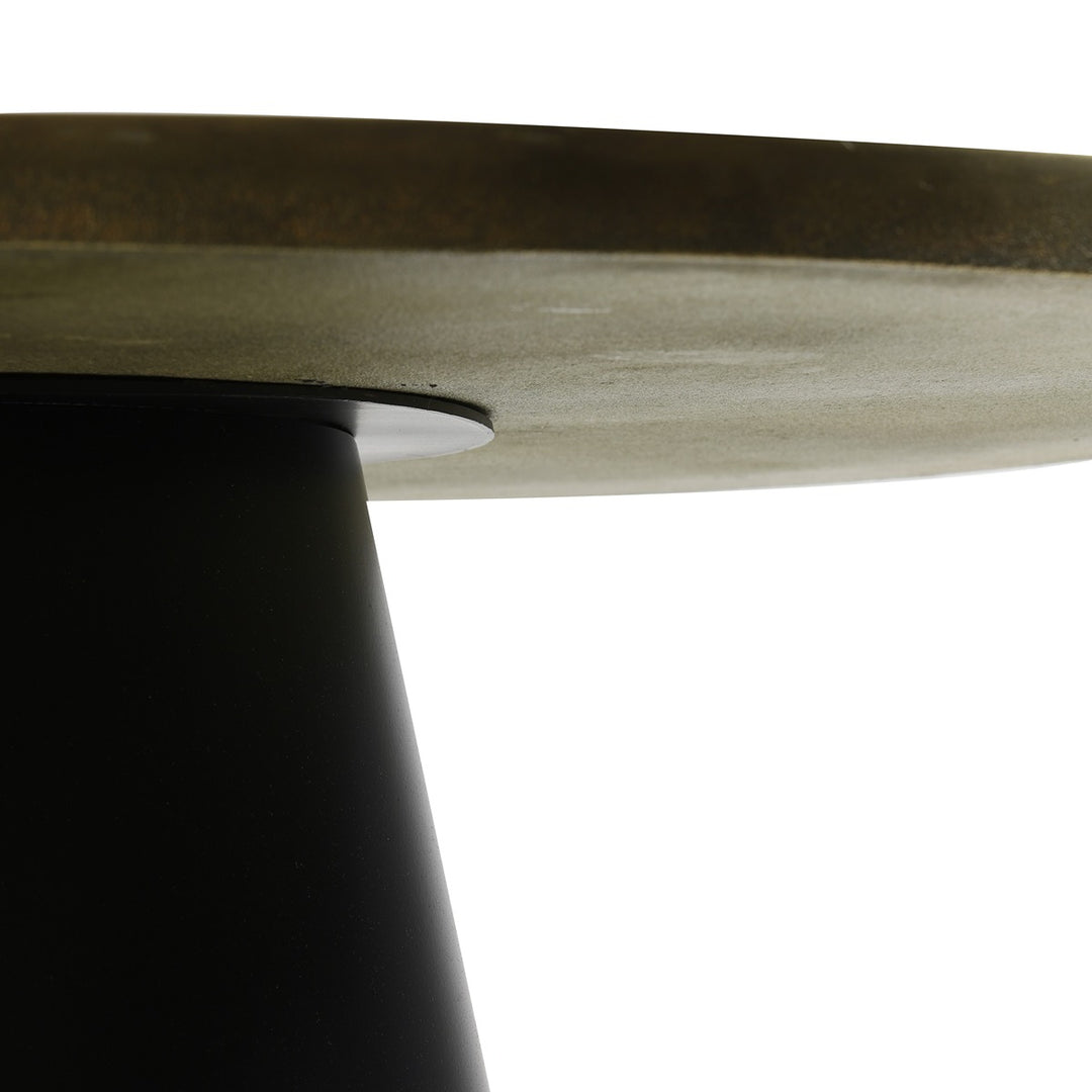 Popeta Round Coffee Table - Antique Bronze & Black Light & Living 7