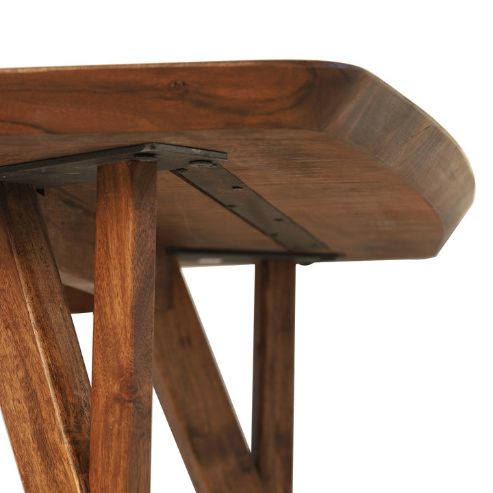 Quenza Acacia Wood Rectangular Dining Table - Brown Light & Living 7