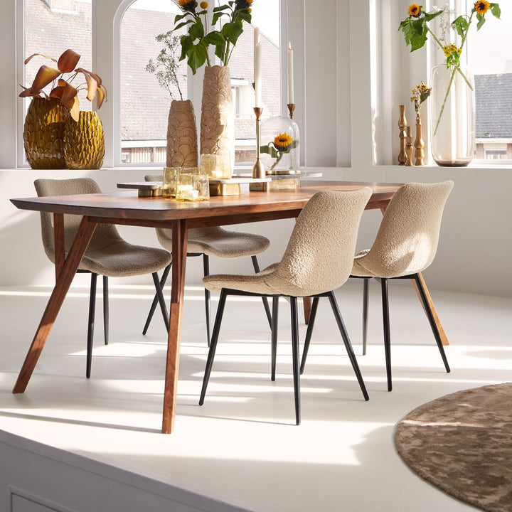 Quenza Acacia Wood Rectangular Dining Table - Brown Light & Living 10