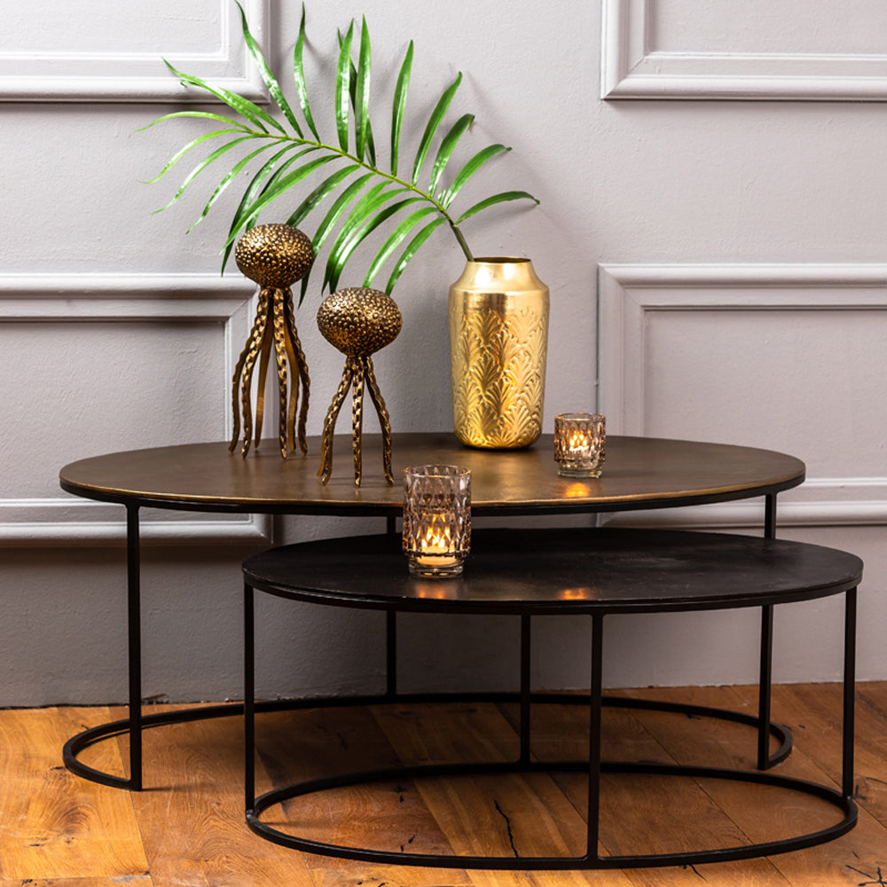 Light & Living Set of 2 Paxon Bronze Coffee Tables