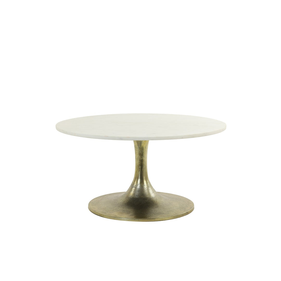 Rickerd Round Coffee Table - White Marble & Antique Bronze Light & Living 1