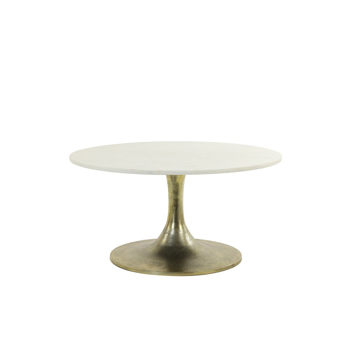 Rickerd Round Coffee Table - White Marble & Antique Bronze Light & Living 1