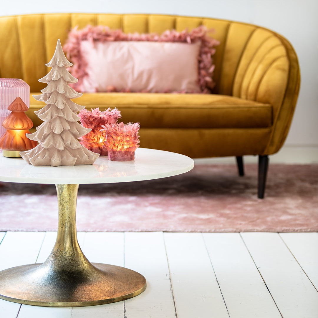 Rickerd Round Coffee Table - White Marble & Antique Bronze Light & Living 2