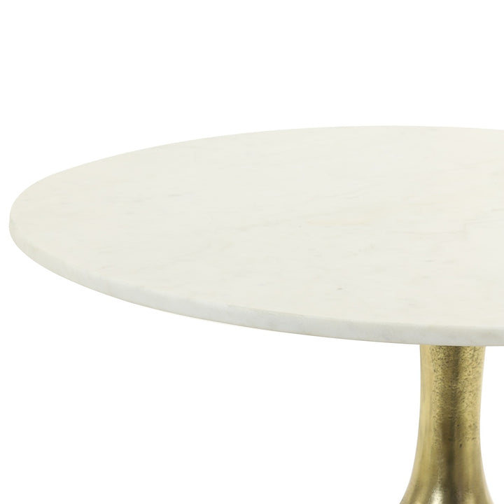Rickerd Round Coffee Table - White Marble & Antique Bronze Light & Living 6