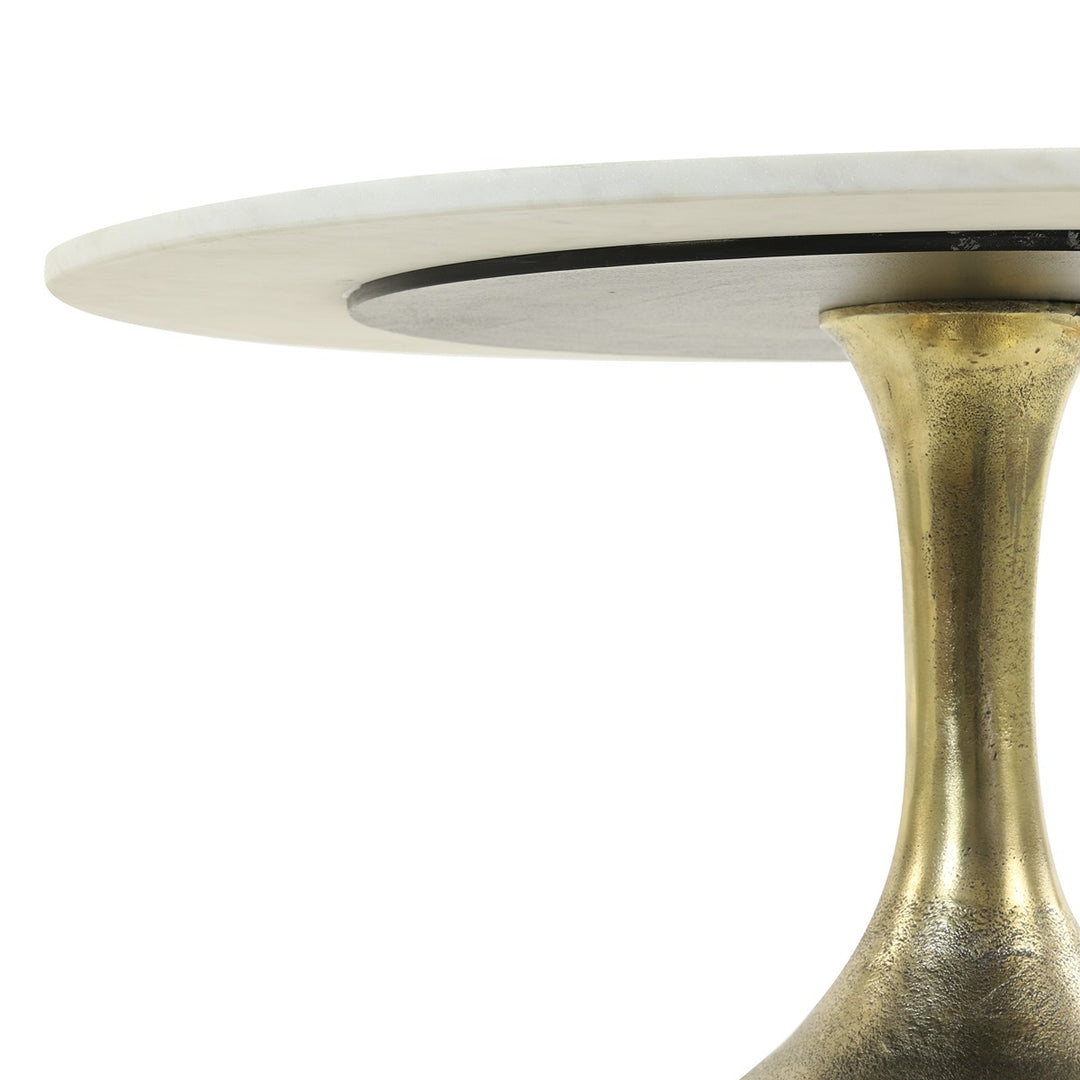 Rickerd Round Coffee Table - White Marble & Antique Bronze Light & Living 7