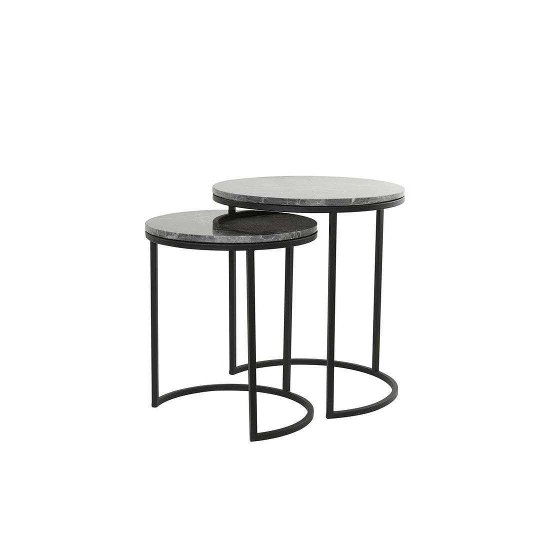 Alfio Set of 2 Side Tables - Brown Marble Light & Living 1