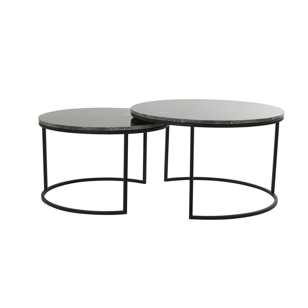 Alfio Set of 2 Round Coffee Tables - Brown Marble Light & Living 6