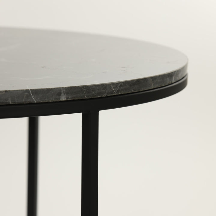 Alfio Set of 2 Round Coffee Tables - Brown Marble Light & Living 9