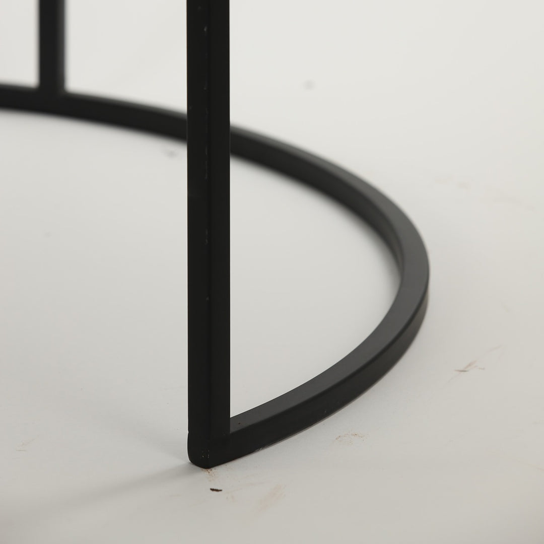 Alfio Set of 2 Round Coffee Tables - Brown Marble Light & Living 10