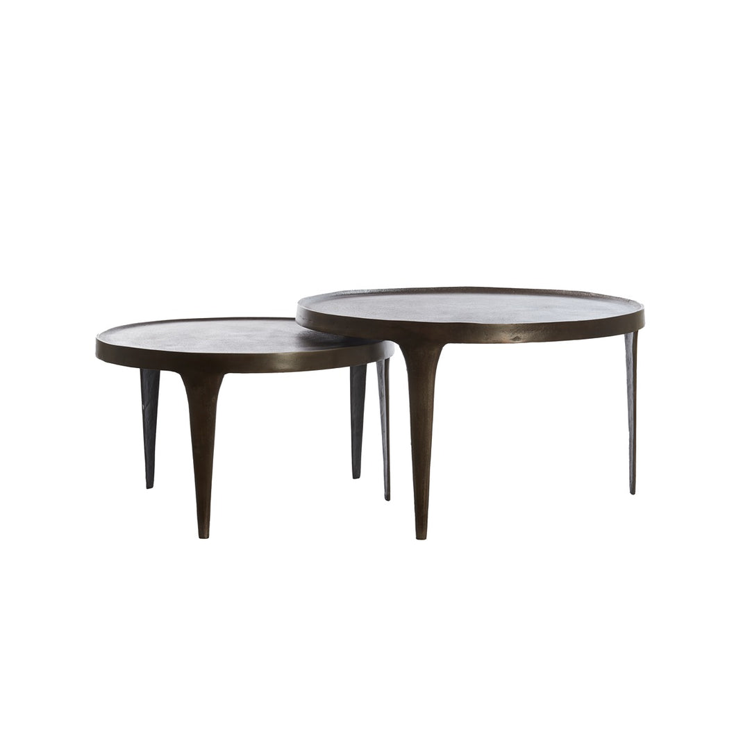 Tobias Set of 2 Round Coffee Tables - Dark Brown Light & Living 3