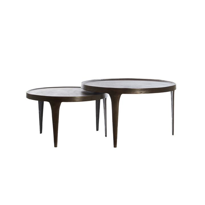 Tobias Set of 2 Round Coffee Tables - Dark Brown Light & Living 3