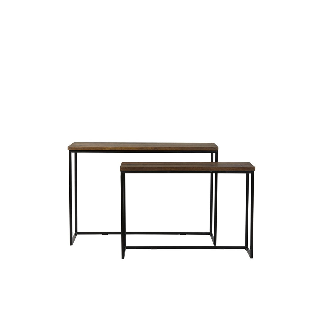Bryson Set of 2 Wooden Console Tables - Brown & Black Light & Living 1