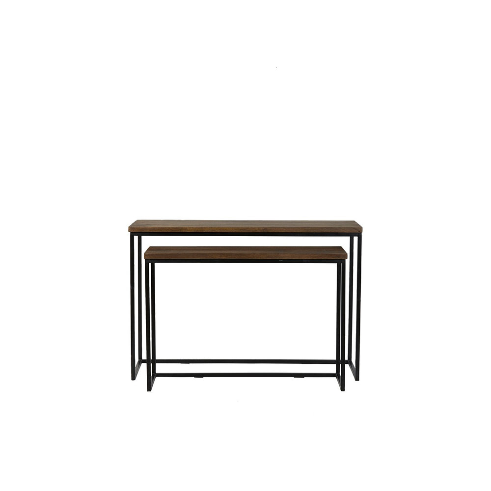 Bryson Set of 2 Wooden Console Tables - Brown & Black Light & Living 2