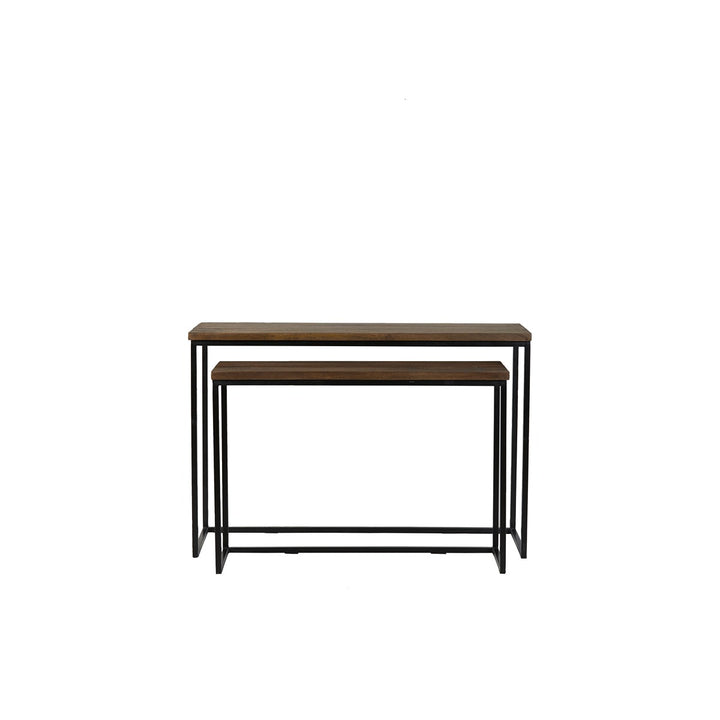 Bryson Set of 2 Wooden Console Tables - Brown & Black Light & Living 2
