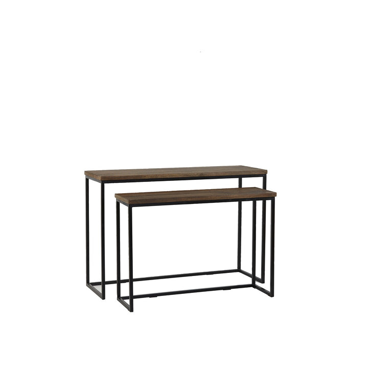 Bryson Set of 2 Wooden Console Tables - Brown & Black Light & Living 3