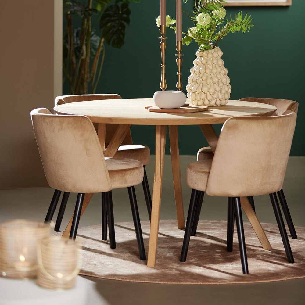 Quenza Mango Wood Round Dining Table - Natural Light & Living 2