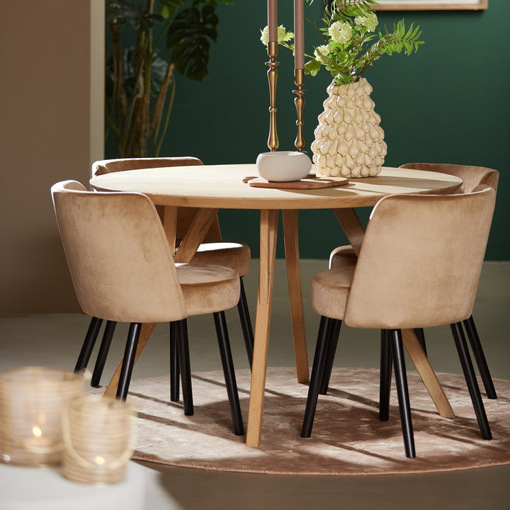 Quenza Mango Wood Round Dining Table - Natural Light & Living 2