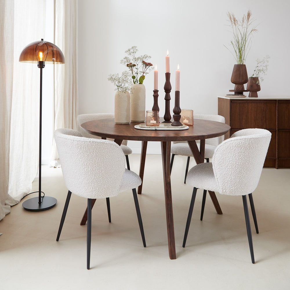 Quenza Acacia Wood Round Dining Table - Brown Light & Living 2