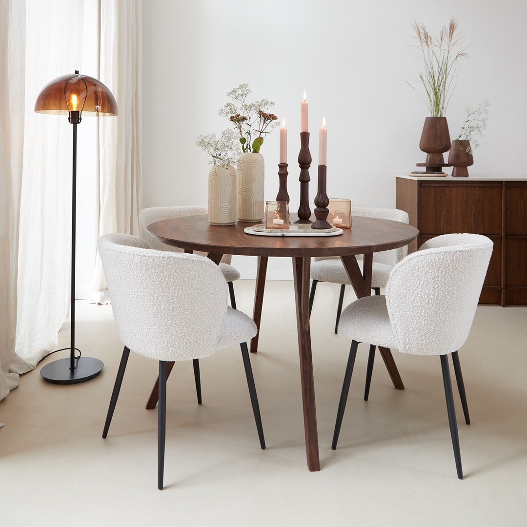 Quenza Acacia Wood Round Dining Table - Brown Light & Living 2