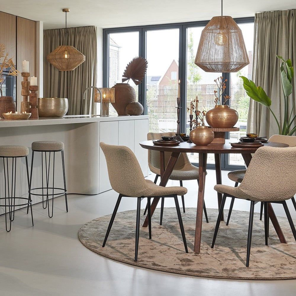 Quenza Acacia Wood Round Dining Table - Brown Light & Living 3