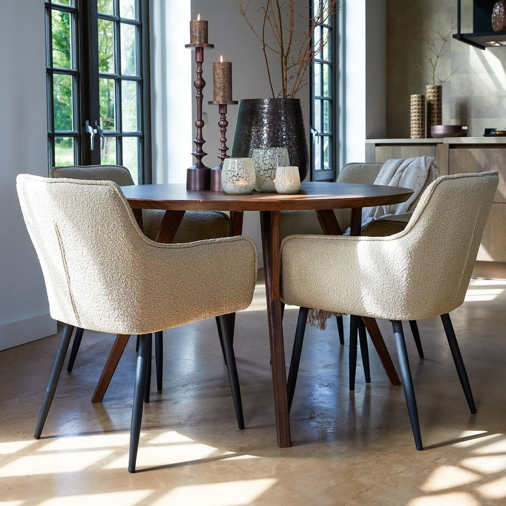 Quenza Acacia Wood Round Dining Table - Brown Light & Living 12