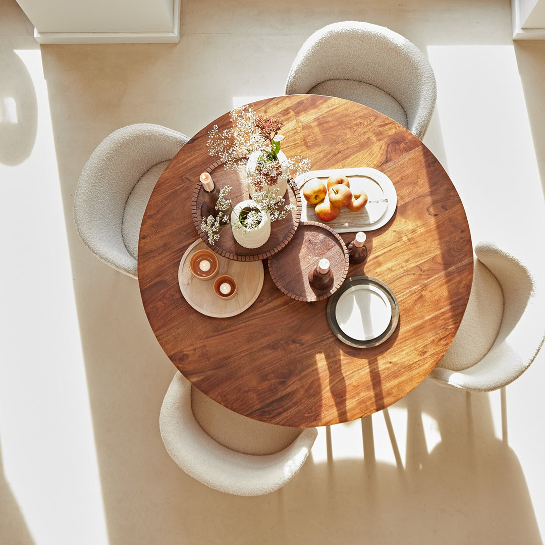Quenza Acacia Wood Round Dining Table - Brown Light & Living 13