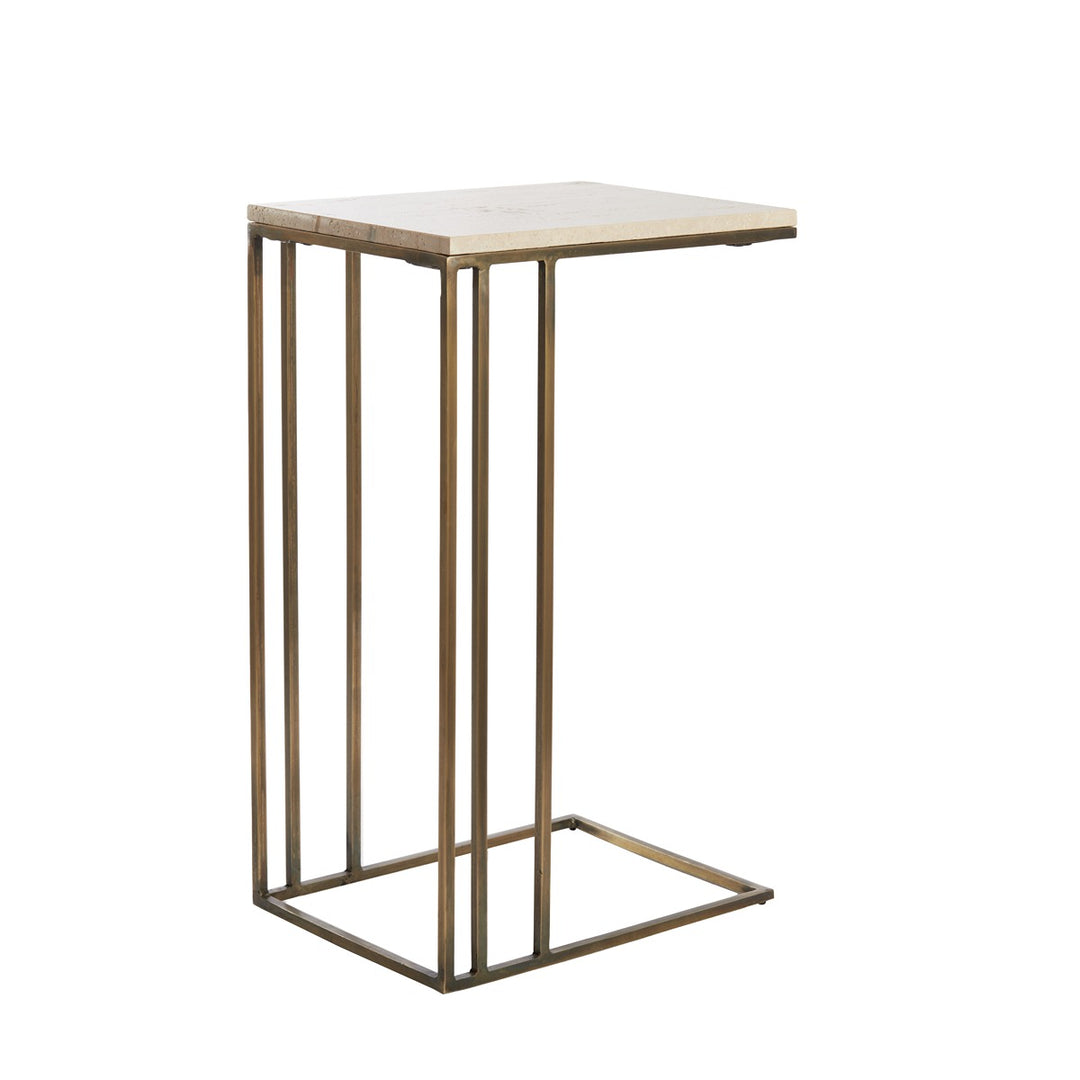 Roshan Travertine Side Table - Antique Bronze Light & Living 1
