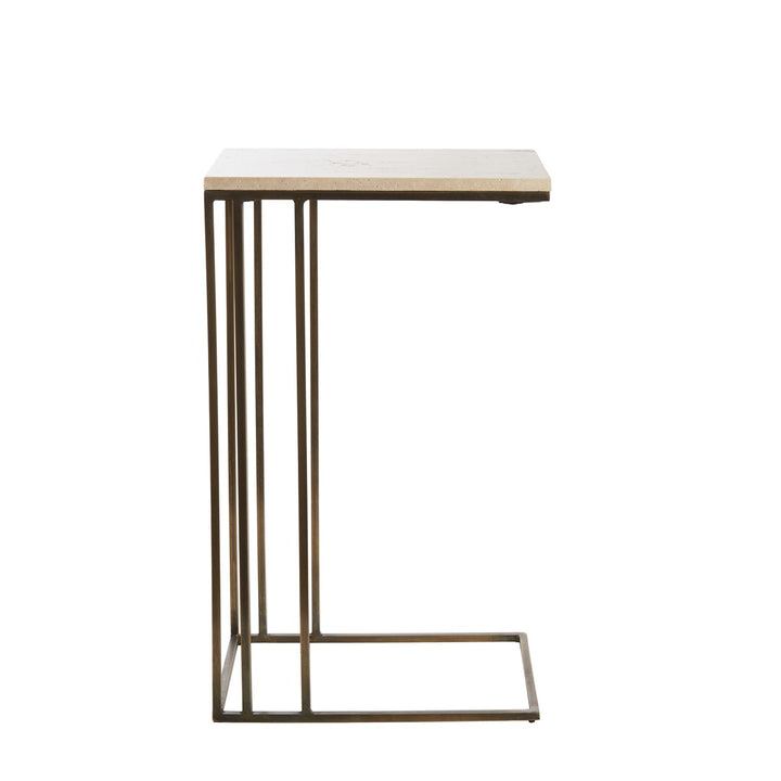 Roshan Travertine Side Table - Antique Bronze Light & Living 2