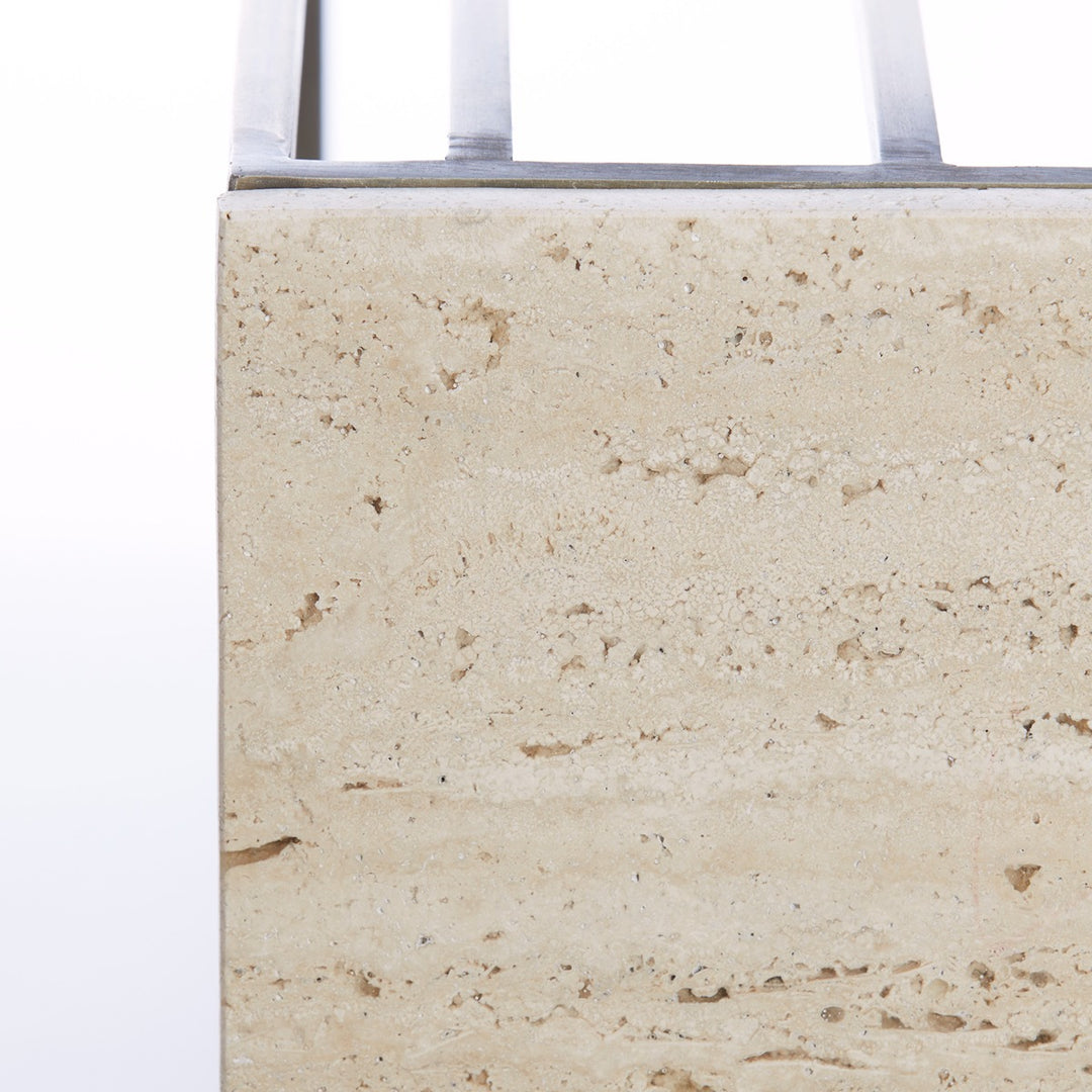 Roshan Travertine Side Table - Antique Bronze Light & Living 3