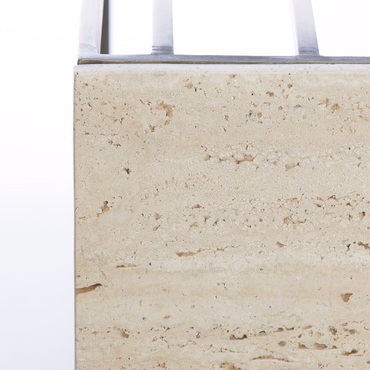 Roshan Travertine Side Table - Antique Bronze Light & Living 3