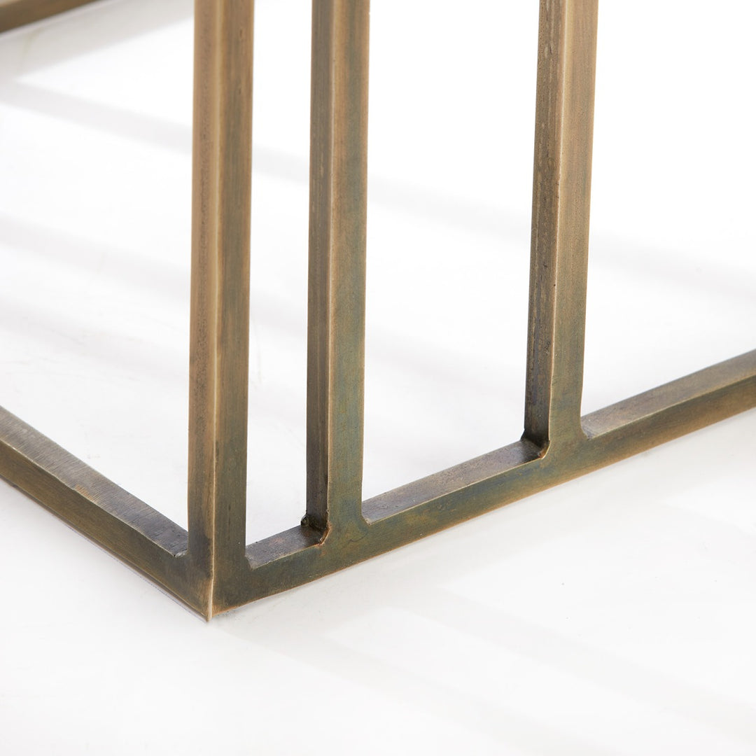 Roshan Travertine Side Table - Antique Bronze Light & Living 6