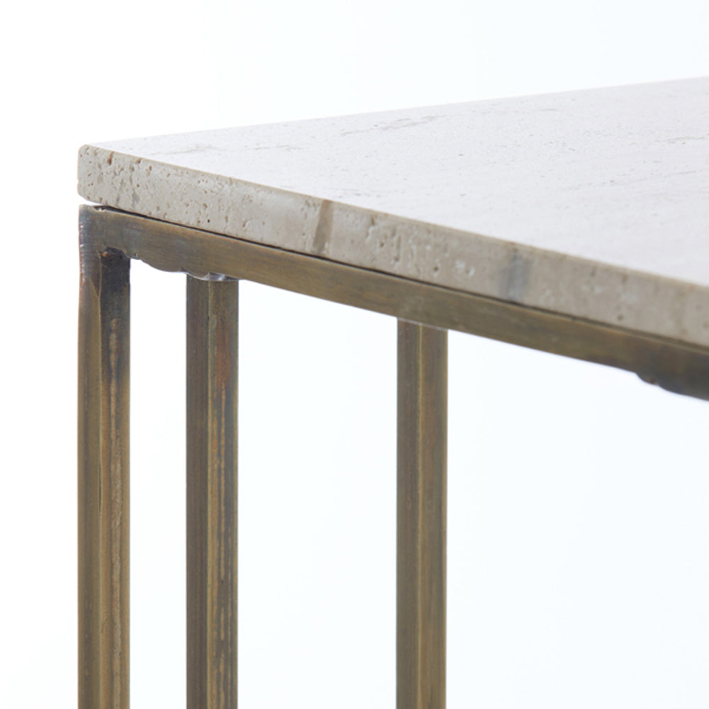 Light & Living Roshan Travertine & Bronze Side table