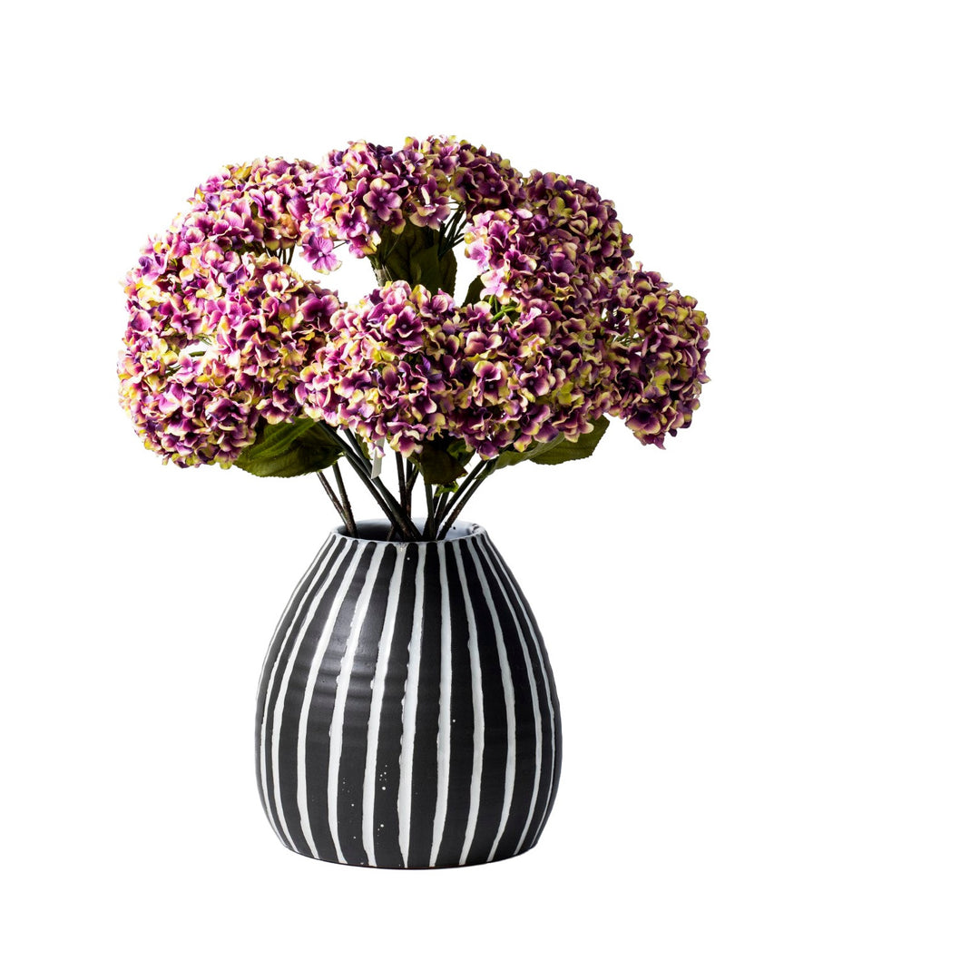 Ziba Tapered Stripe Vase - Black & White Libra 1