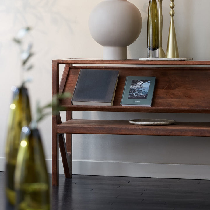 Yuki Acacia Wood Console Table - Dark Brown Light & Living 3