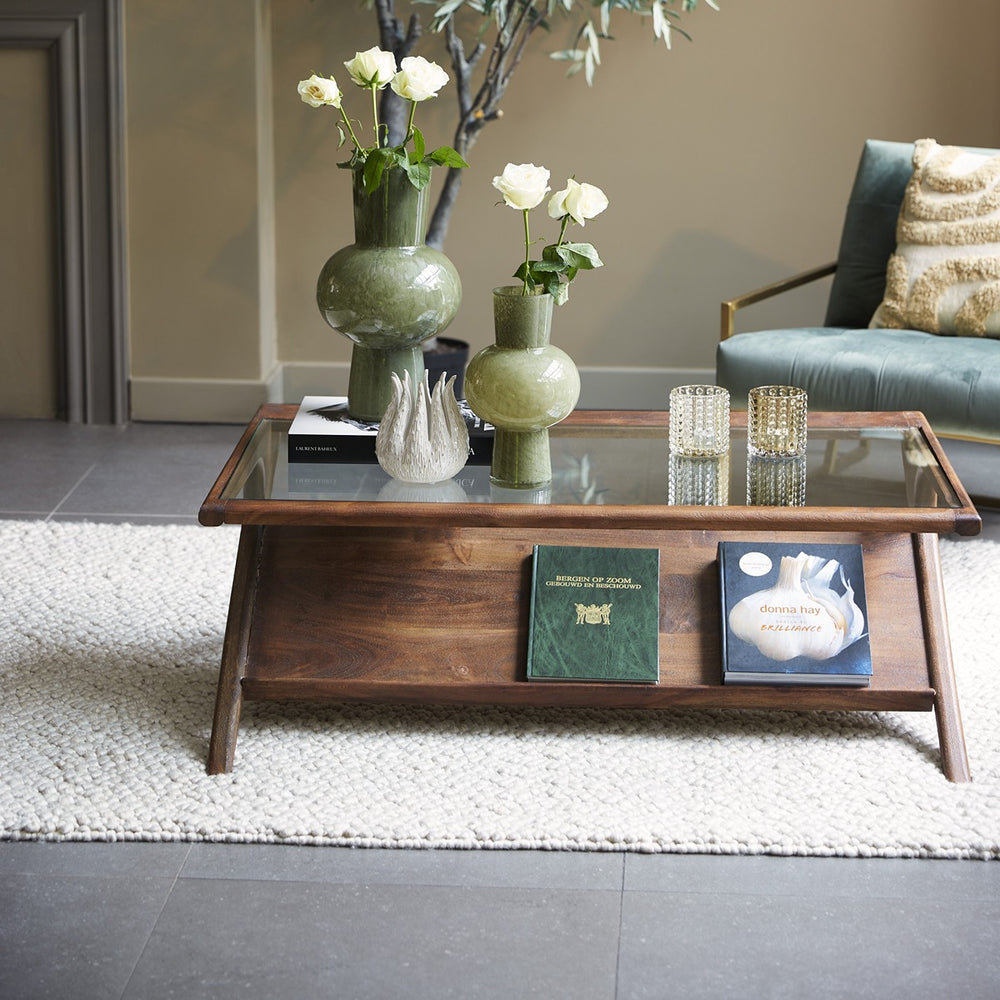 Yuki Acacia Wood Rectangular Coffee Table - Dark Brown Light & Living 2