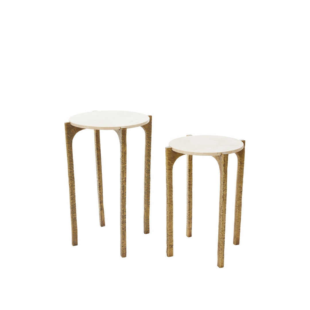 Kanae Set of 2 Travertine Side Tables - Sand Light & Living 1