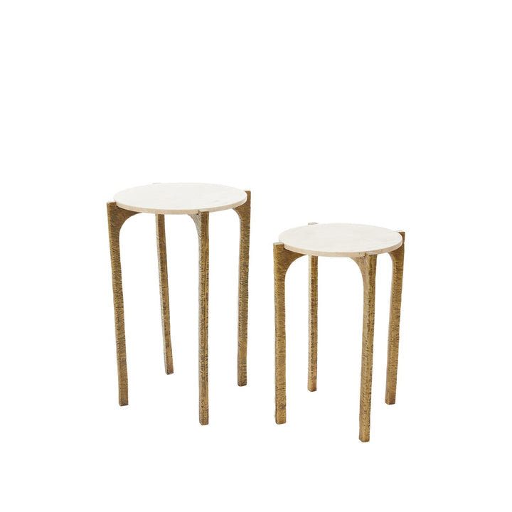Kanae Set of 2 Travertine Side Tables - Sand Light & Living 1