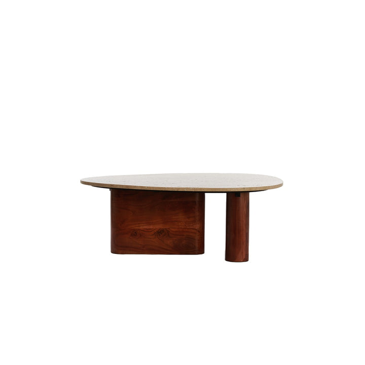 Mahelona Travertine Coffee Table - Sand & Brown Wood Light & Living 1
