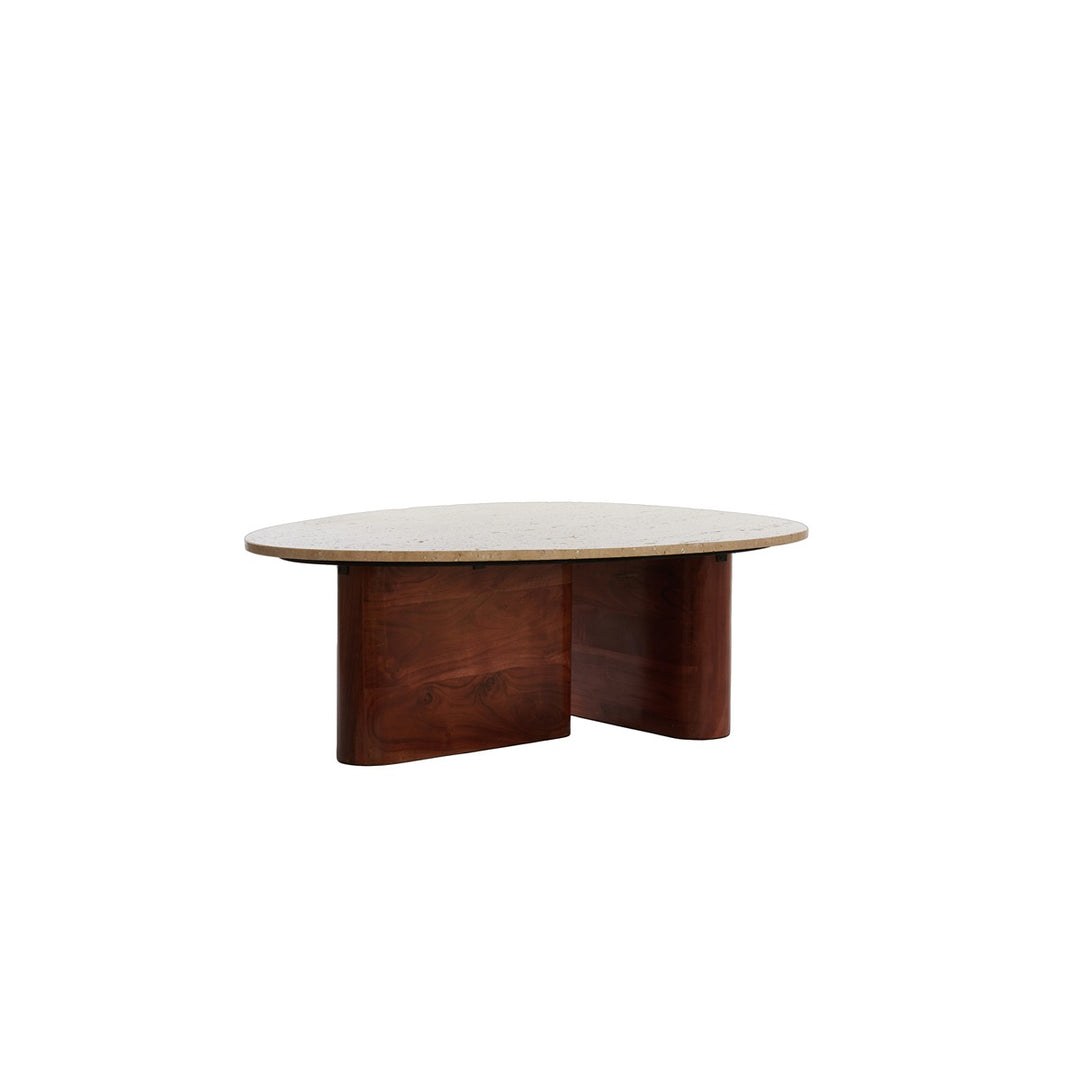 Mahelona Travertine Coffee Table - Sand & Brown Wood Light & Living 4